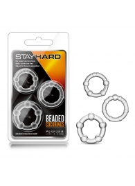 Набор из 3 прозрачных эрекционных колец Stay Hard Beaded Cockrings - Blush Novelties - во Владикавказе купить с доставкой