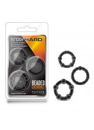 Набор из 3 чёрных эрекционных колец Stay Hard Beaded Cockrings - Blush Novelties - во Владикавказе купить с доставкой