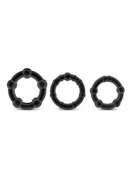 Набор из 3 чёрных эрекционных колец Stay Hard Beaded Cockrings - Blush Novelties - во Владикавказе купить с доставкой