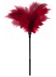 Пластиковая метелочка с красными пёрышками Small Feather Tickler - 32 см. - Blush Novelties - купить с доставкой во Владикавказе