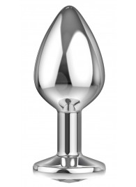 Большая серебристая анальная пробка Diamond Clear Sparkle Large с прозрачным кристаллом - 8 см. - Lola Games - купить с доставкой во Владикавказе