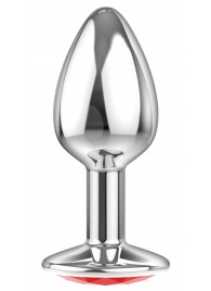 Малая серебристая анальная пробка Diamond Red Sparkle Small с красным кристаллом - 7 см. - Lola Games - купить с доставкой во Владикавказе