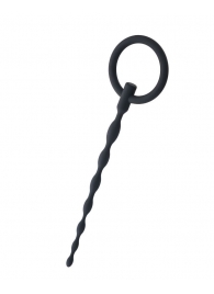 Чёрный уретральный плаг с кольцом - ToyFa - купить с доставкой во Владикавказе