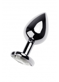 Серебристая анальная пробка с прозрачным кристаллом-сердцем - 8 см. - ToyFa - купить с доставкой во Владикавказе