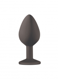 Чёрная анальная пробка Emotions Cutie Medium с желтым кристаллом - 8,5 см. - Lola Games - купить с доставкой во Владикавказе