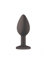 Чёрная анальная пробка Emotions Cutie Small с жёлтым кристаллом - 7,5 см. - Lola Games - купить с доставкой во Владикавказе