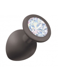 Чёрная анальная пробка Emotions Cutie Large с прозрачным кристаллом - 10 см. - Lola Games - купить с доставкой во Владикавказе