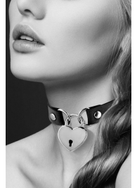 Черный чокер с замком в форме сердца - Bijoux Pour Toi - купить с доставкой во Владикавказе