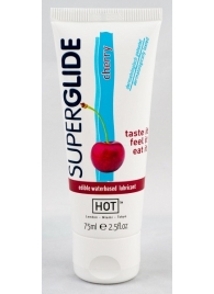 Съедобный лубрикант на водной основе Superglide с ароматом вишни - 75 мл. - HOT - купить с доставкой во Владикавказе