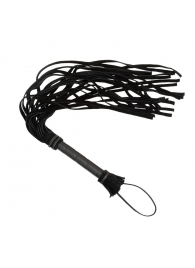 Чёрная плеть с кожаной рукоятью - 65 см. - Sitabella - купить с доставкой во Владикавказе