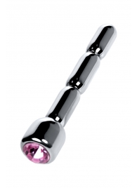 Серебристый уретральный плаг со стразом - 7 см. - ToyFa - купить с доставкой во Владикавказе