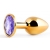 Золотистая анальная пробка с фиолетовым стразом - 7,2 см. - Anal Jewelry Plug - купить с доставкой во Владикавказе