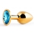 Золотистая анальная пробка с голубым стразом - 7,2 см. - Anal Jewelry Plug - купить с доставкой во Владикавказе