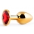 Золотистая анальная пробка с красным стразом - 7,2 см. - Anal Jewelry Plug - купить с доставкой во Владикавказе