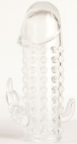 Гелевая прозрачная насадка с 2 отростками - 13 см. - Toyfa Basic - во Владикавказе купить с доставкой