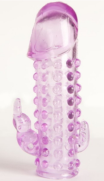 Закрытая фиолетовая насадка с 2 отростками - 13 см. - Toyfa Basic - во Владикавказе купить с доставкой