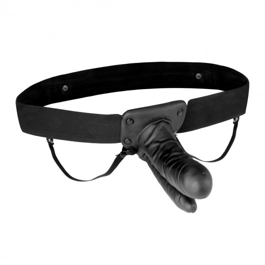 Полый страпон с двумя отростками и вибрацией Unisex Vibrating Hollow Strap-On Double Penetrating Dildo - 17,8 см. - Lux Fetish - купить с доставкой во Владикавказе