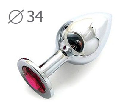 Коническая серебристая анальная втулка с малиновым кристаллом - 8,2 см. - Anal Jewelry Plug - купить с доставкой во Владикавказе
