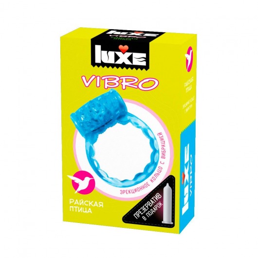 Голубое эрекционное виброкольцо Luxe VIBRO  Райская птица  + презерватив - Luxe - во Владикавказе купить с доставкой