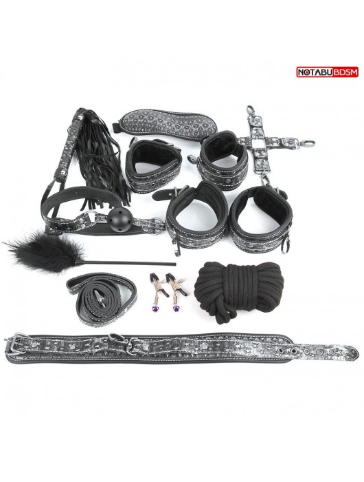 Чёрно-серебристый набор БДСМ - Notabu - купить с доставкой во Владикавказе