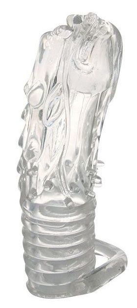 Закрытая прозрачная насадка в форме дракона с креплением-колечком - 14 см. - Erowoman-Eroman - во Владикавказе купить с доставкой