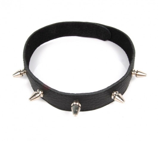 Черный ошейник на липучке с металлическими шипами - Notabu - купить с доставкой во Владикавказе