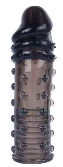 Черная насадка на пенис с пупырышками - 15 см. - Sex Expert - во Владикавказе купить с доставкой