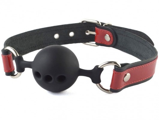 Кляп-шар на черно-красных кожаных ремешках - Sitabella - купить с доставкой во Владикавказе