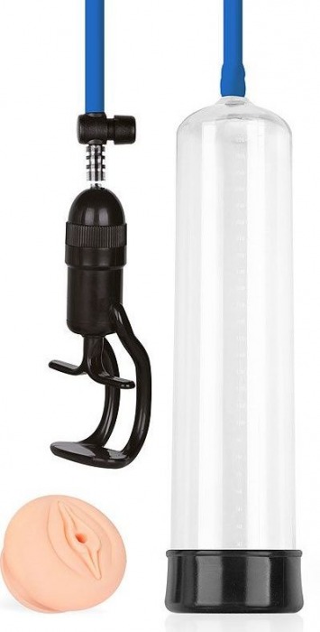 Прозрачная вакуумная помпа Sex Expert с насадкой-вагиной - Sex Expert - во Владикавказе купить с доставкой