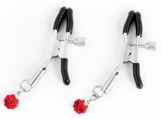 Металлические зажимы на соски с декором в виде красных шариков - Notabu - купить с доставкой во Владикавказе