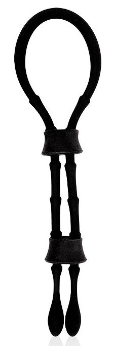 Черное силиконовое эрекционное кольцо-лассо с двумя утяжками - Sex Expert - во Владикавказе купить с доставкой