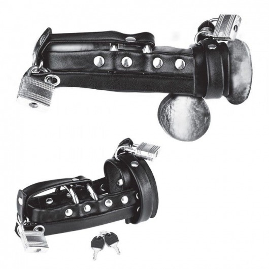 Плотная черная сбруя целомудрия для пениса на замочке - BlueLine - купить с доставкой во Владикавказе