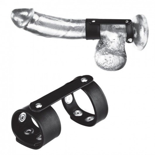 Двойной поддерживаюший ремень для пениса с заклепками - BlueLine - купить с доставкой во Владикавказе