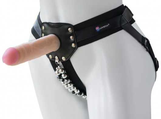Черный пояс-трусики с насадкой  Гламур Dana  - 15,5 см. - LOVETOY (А-Полимер) - купить с доставкой во Владикавказе