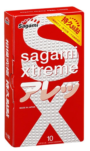 Утолщенные презервативы Sagami Xtreme Feel Long с точками - 10 шт. - Sagami - купить с доставкой во Владикавказе