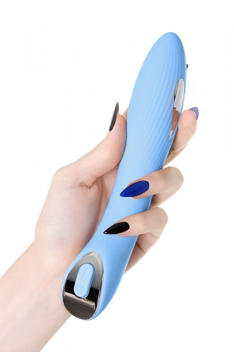 Голубой силиконовый вибратор с электростимуляцией TESLA G-POINT - 21 см. - ToyFa - купить с доставкой во Владикавказе