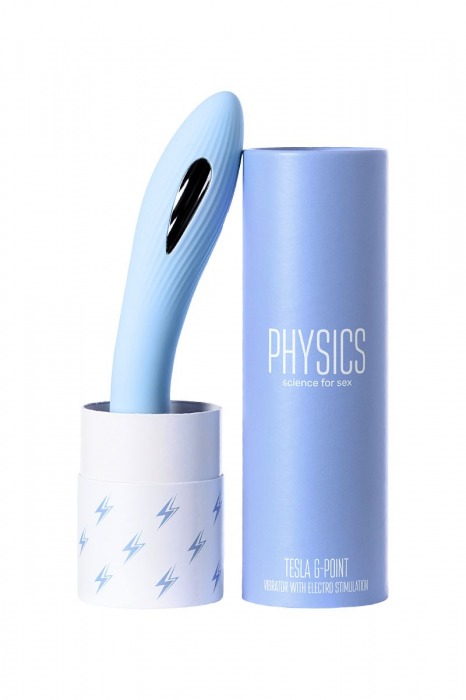 Голубой силиконовый вибратор с электростимуляцией TESLA G-POINT - 21 см. - ToyFa - купить с доставкой во Владикавказе