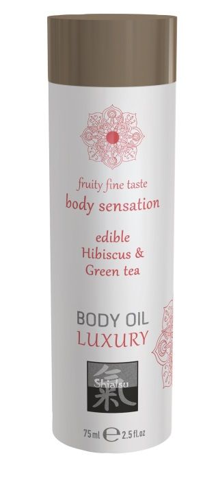 Съедобное массажное масло с ароматом гибискуса и зеленого чая - 75 мл. - Shiatsu - купить с доставкой во Владикавказе