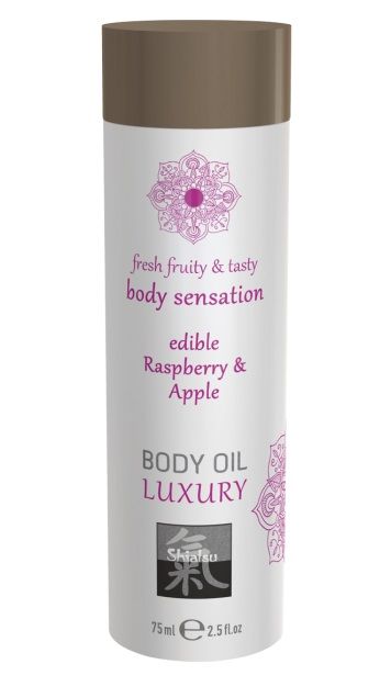 Съедобное массажное масло с ароматом малины и яблока - 75 мл. - Shiatsu - купить с доставкой во Владикавказе