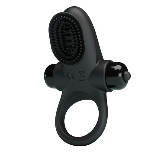 Черное эрекционное виброкольцо в клиторальной щеточкой Vibrant Penis Ring II - Baile - во Владикавказе купить с доставкой