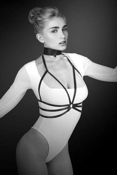 Черная упряжь на грудь Julia - Bijoux Pour Toi - купить с доставкой во Владикавказе