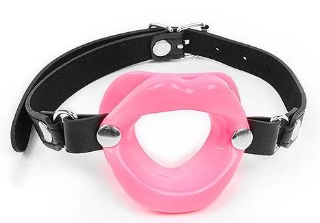 Розовый кляп-губки на черном ремешке - Notabu - купить с доставкой во Владикавказе