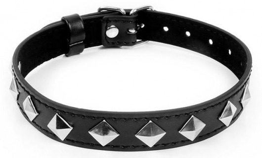 Черный ошейник с серебристыми ромбиками - Notabu - купить с доставкой во Владикавказе