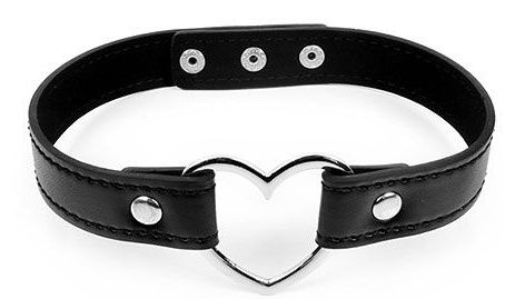 Черный ошейник с сердечком - Notabu - купить с доставкой во Владикавказе