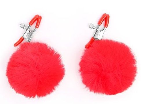 Зажимы для сосков с красным пушком - Notabu - купить с доставкой во Владикавказе