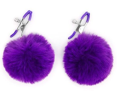 Зажимы для сосков с фиолетовым пушком - Notabu - купить с доставкой во Владикавказе