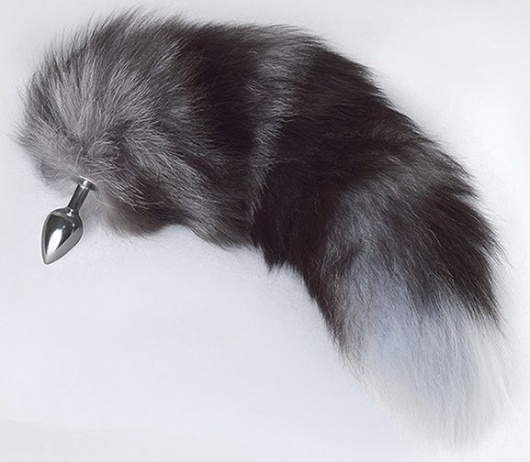 Серебристая анальная пробка с пушистым хвостом - Sitabella - купить с доставкой во Владикавказе