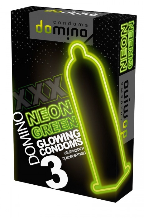 Презервативы DOMINO Neon Green со светящимся в темноте кончиком - 3 шт. - Domino - купить с доставкой во Владикавказе