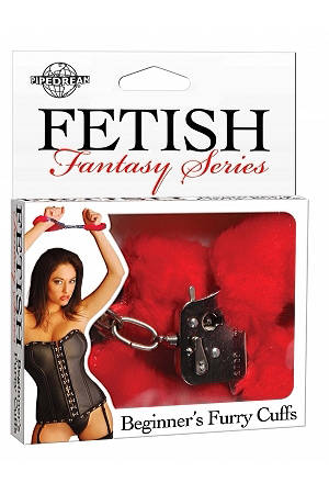 Наручники с красным искусственным мехом - Pipedream - купить с доставкой во Владикавказе