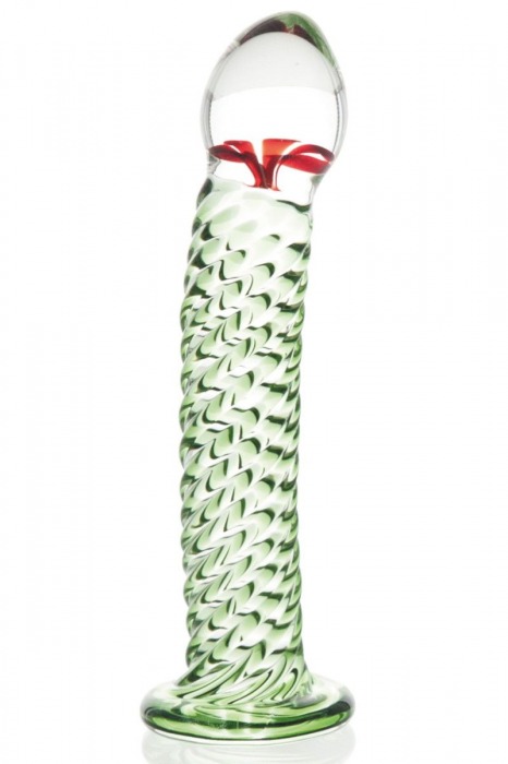 Стеклянный фаллоимитатор со спиралевидным рельефом - 16,5 см. - Sexus